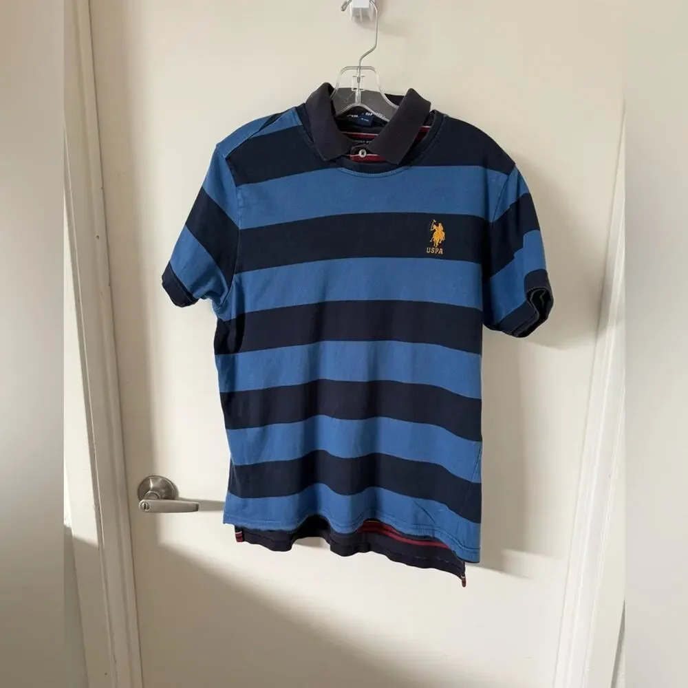 Ralph Lauren Polo Shirt Men’s L Striped Preppy Y2K + Bonus Tee Bundle